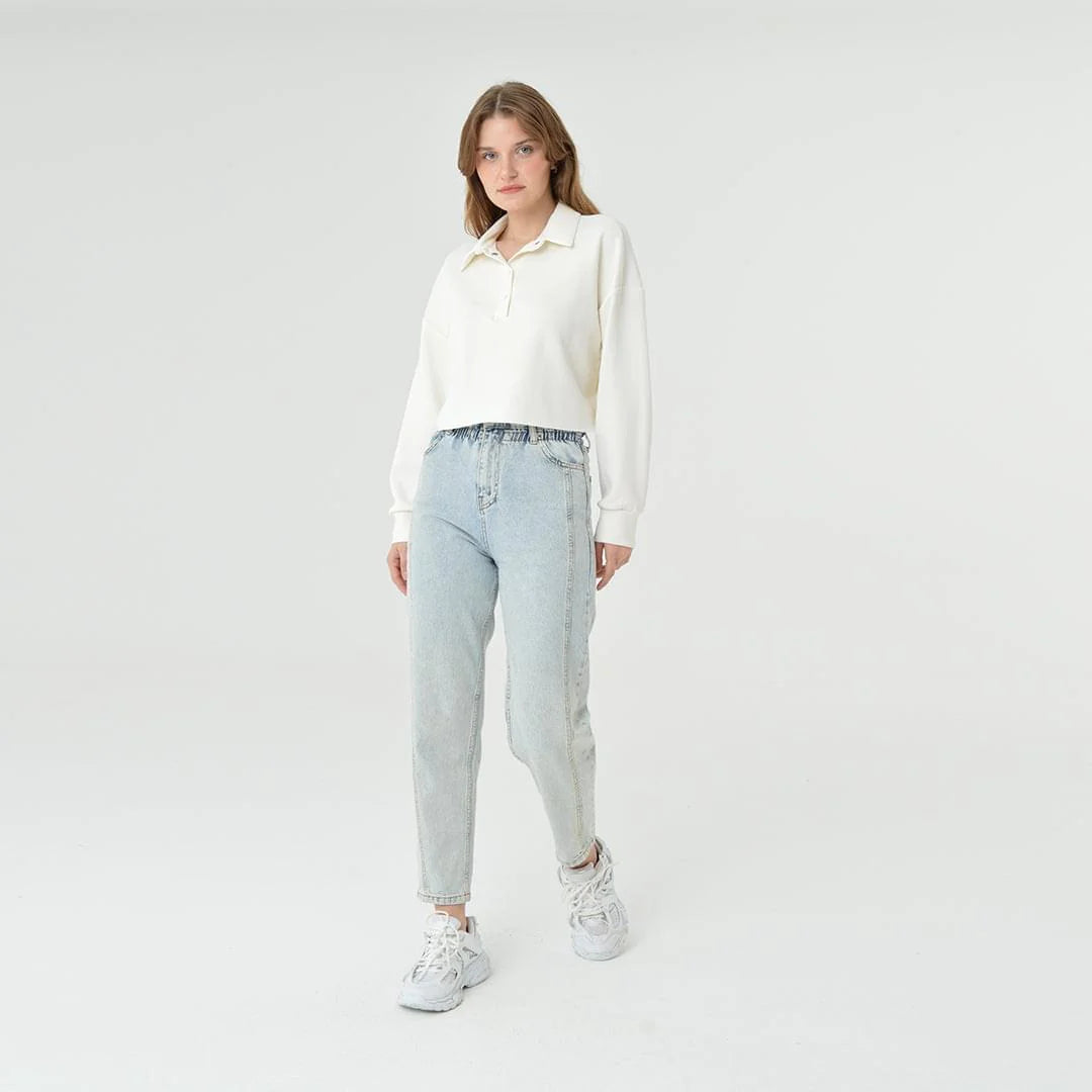 Cropped collared sweatshirt hotsell