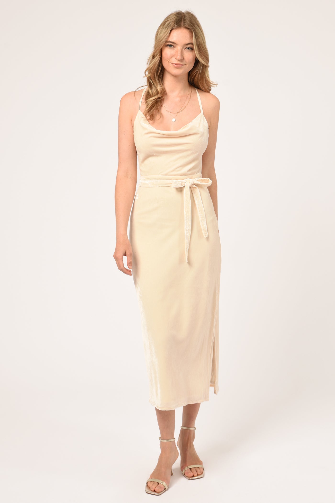 Cowl velvet deals slip dress