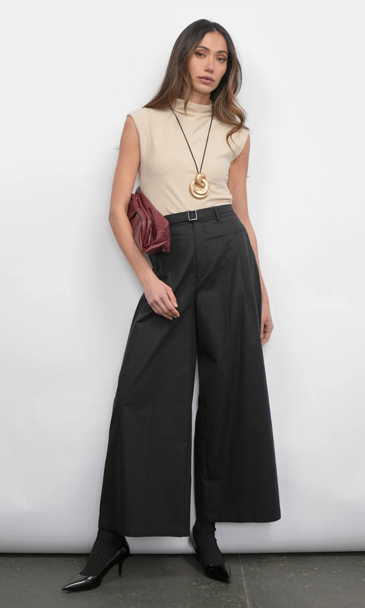 PALOMA FUNNEL NECK KNIT TOP - SAND