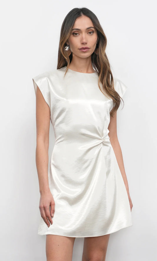 WILSON SIDE TWIST MINI DRESS - PEARL