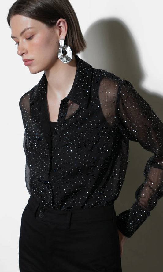 TILLY BUTTON DOWN SHIRT - BLACK