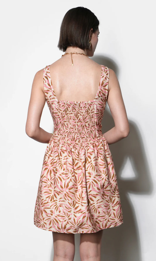 SOPHIA SQUARE TIE NECK MINI DRESS