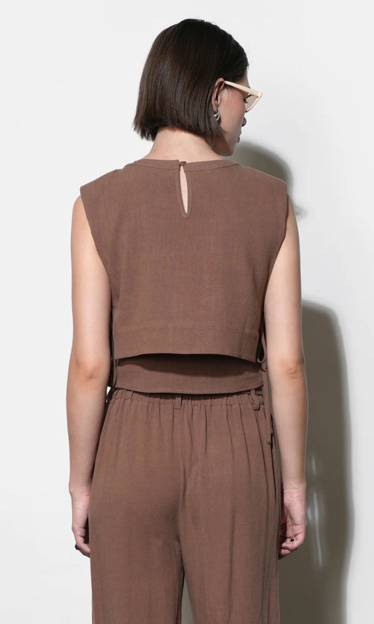 LUNA DOUBLE LAYER SIDE TIE TOP