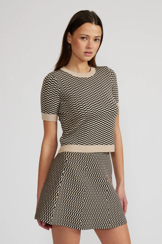 WARREN KNIT TOP BLACK/TAN