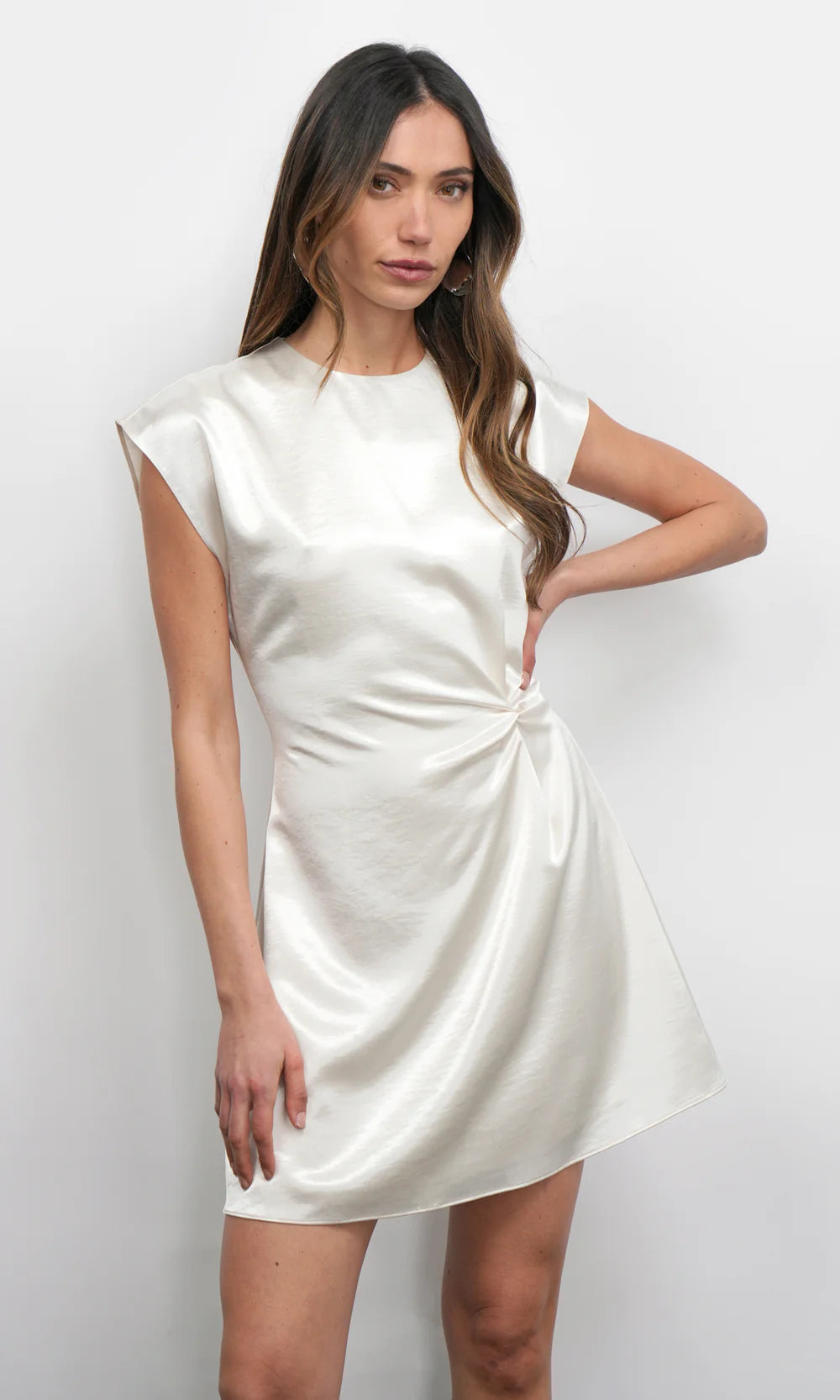 WILSON SIDE TWIST MINI DRESS - PEARL