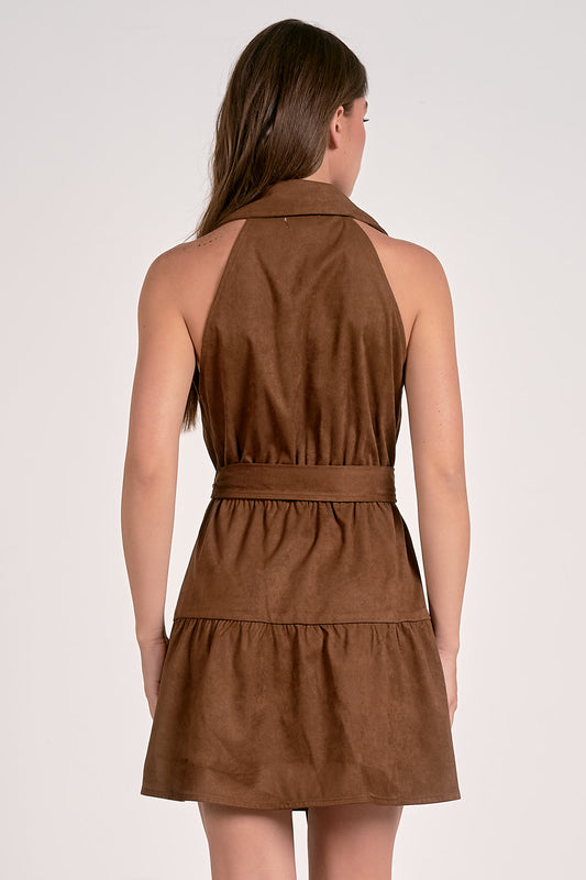 SUEDE DRESS CHOCOLATE
