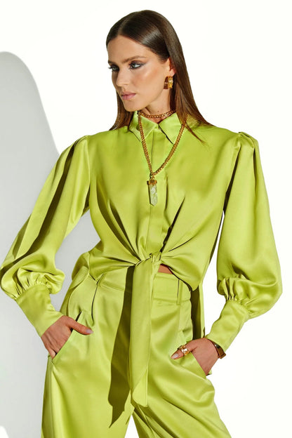 ALESSIA LONG SLEEVE BLOUSE LIME