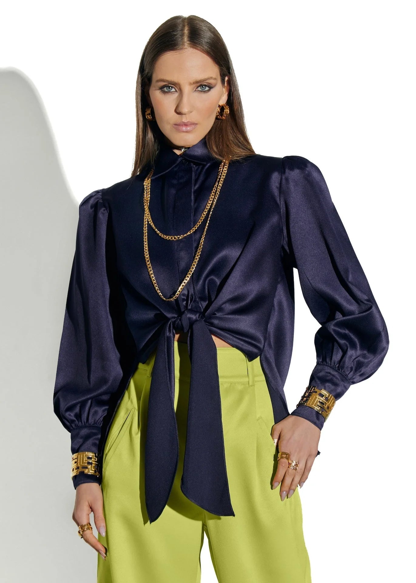 ALESSIA LONG SLEEVE BLOUSE NAVY