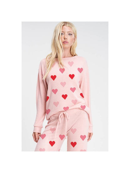 HEART ALL OVER SOFT BRUSHED LOUNGEWEAR SET