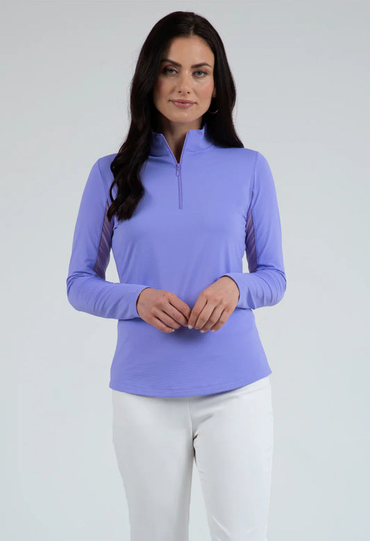 LONG SLEEVE ZIP MOCK LAVENDAR