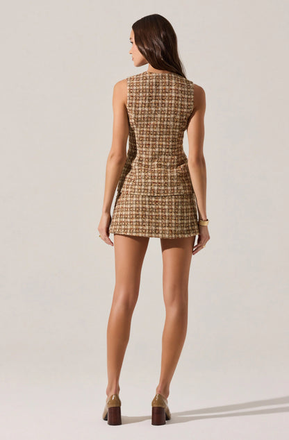 DILONE DRESS - BROWN MULTI