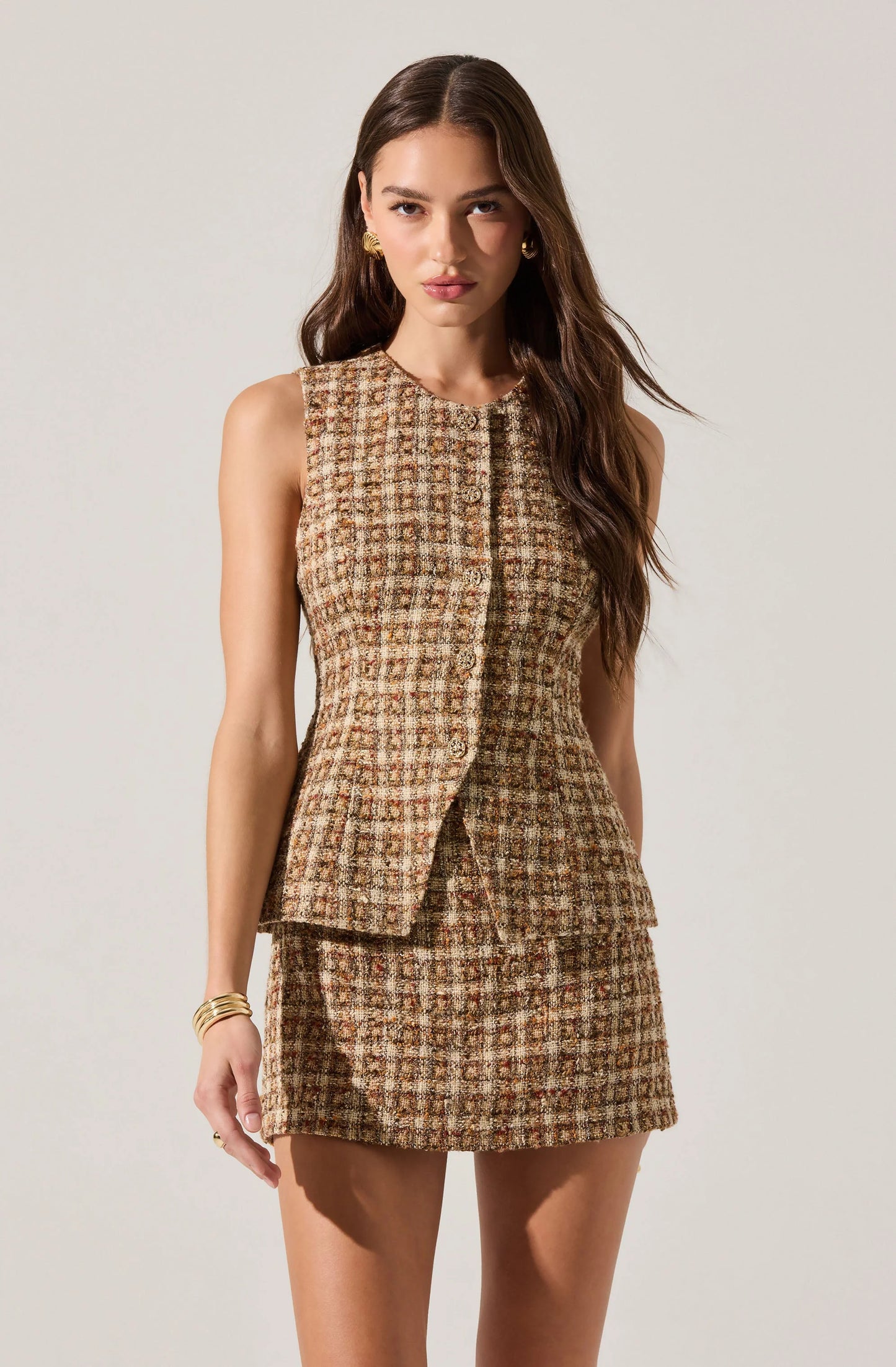 DILONE DRESS - BROWN MULTI
