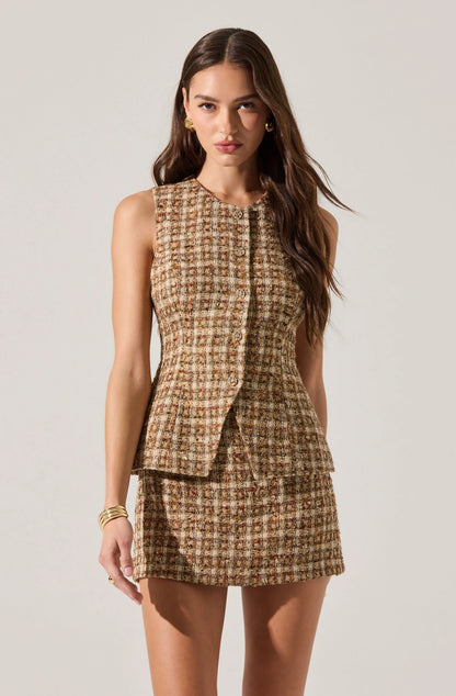 DILONE DRESS - BROWN MULTI
