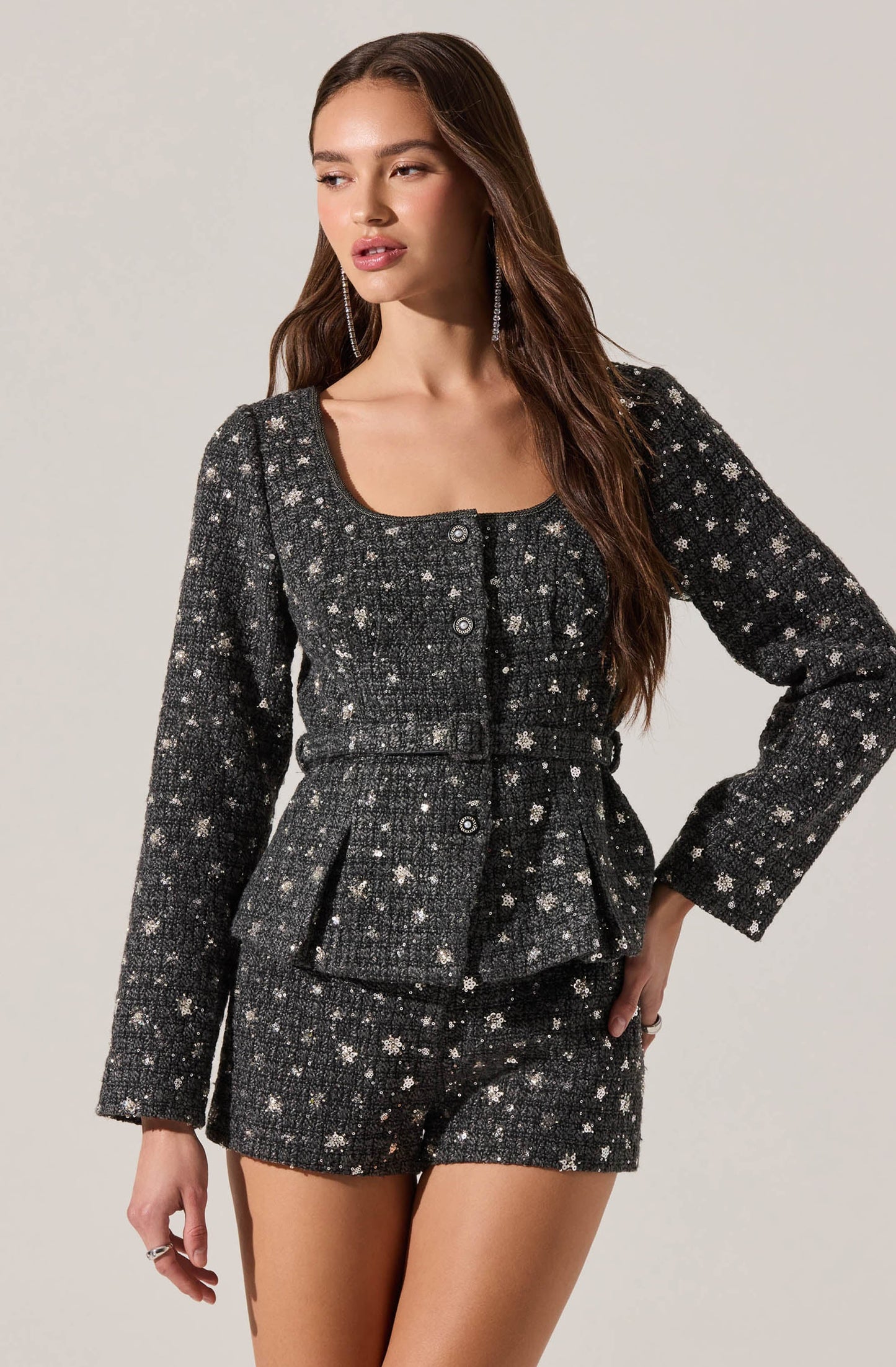 WYNN SHORTS - CHARCOAL W/ SEQUINS