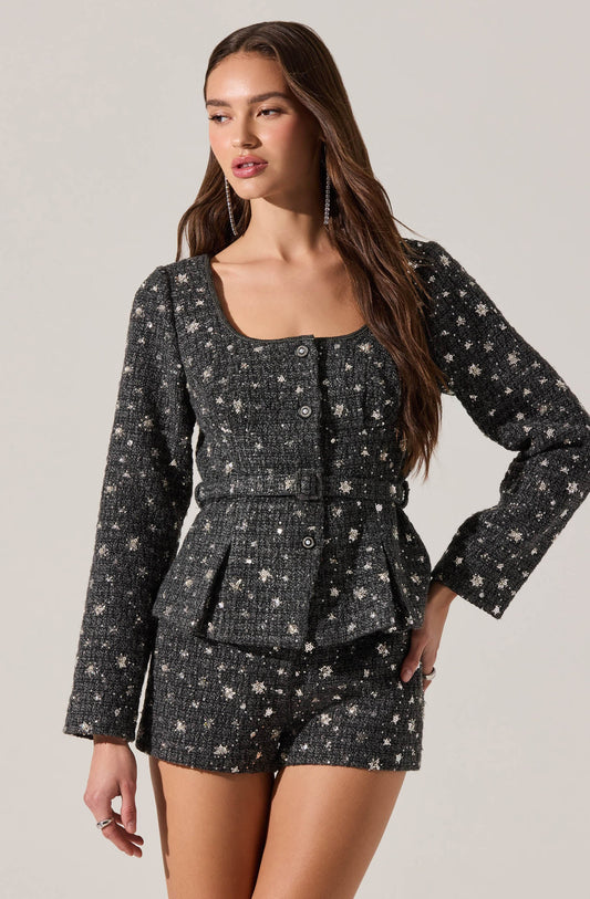 WYNN SHORTS - CHARCOAL W/ SEQUINS