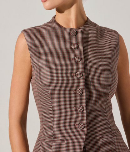 GISSELLE VEST - BROWN PLAID