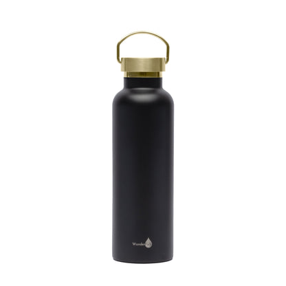 BLACK WITH GOLD TOP INSULATED WATER BOTTLE- 24 OZ