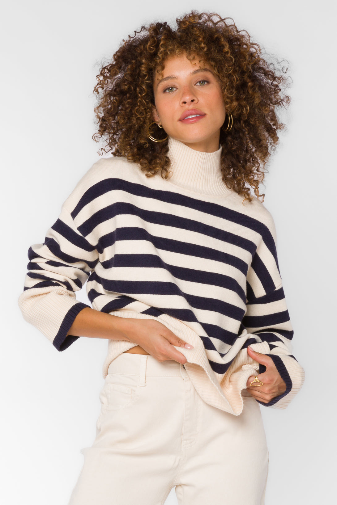 CADEN LONG SLEEVE NAVY STRIPE