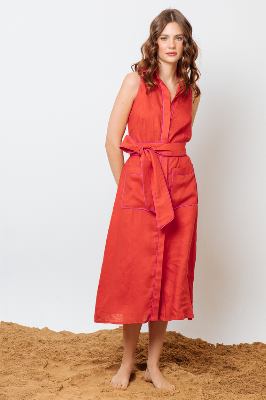 CELINE MIDI DRESS RED