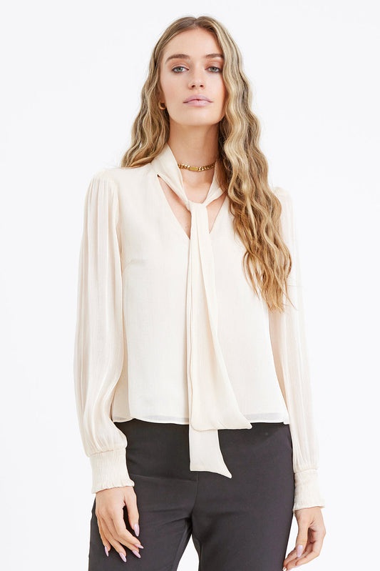 JISENIA TIE NECK BLOUSE IVORY