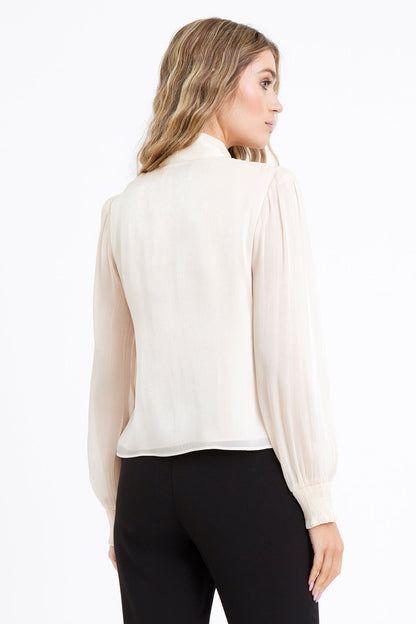 JISENIA TIE NECK BLOUSE IVORY