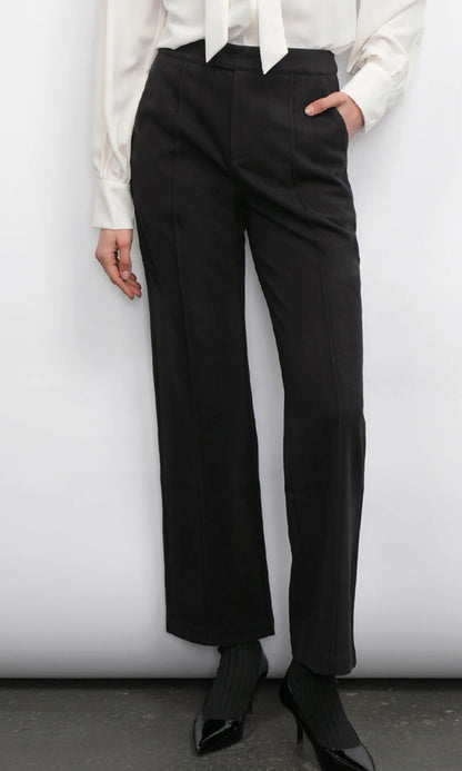 AUGUSTINE BRUSHED HIGH WAIST STRAIGHT TROUSER - BLACK