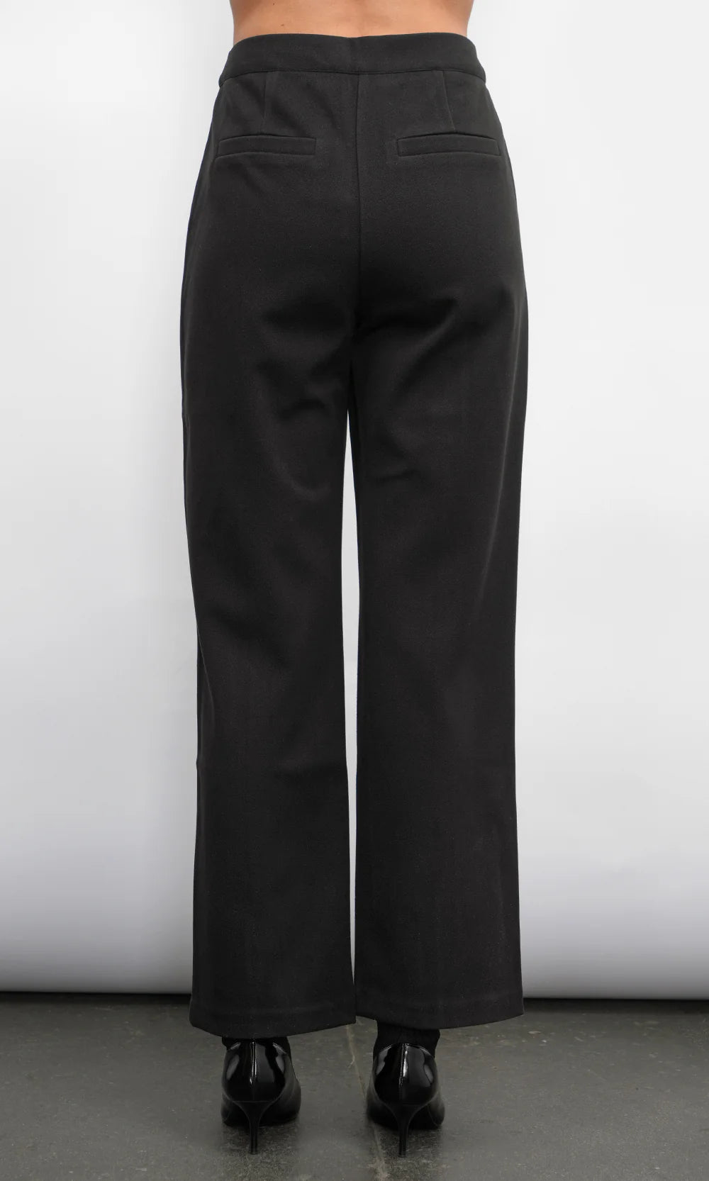AUGUSTINE BRUSHED HIGH WAIST STRAIGHT TROUSER - BLACK