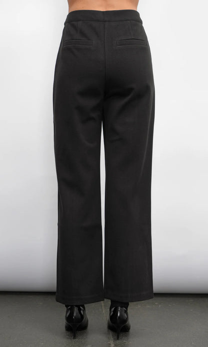 AUGUSTINE BRUSHED HIGH WAIST STRAIGHT TROUSER - BLACK