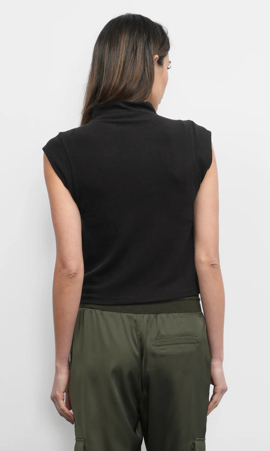 PALOMA FUNNEL NECK KNIT TOP - BLACK