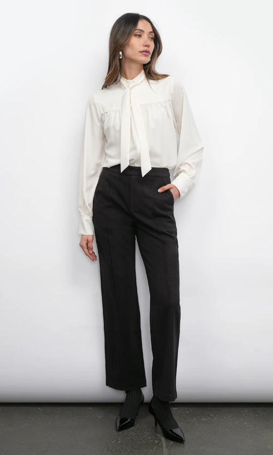 AUGUSTINE BRUSHED HIGH WAIST STRAIGHT TROUSER - BLACK