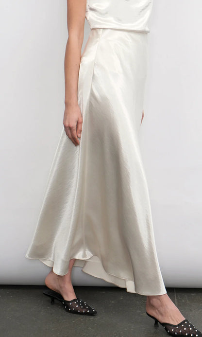 PAIGE MIDI SLIP SKIRT - PEARL