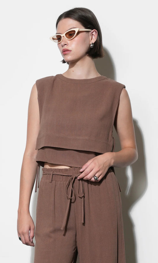 LUNA DOUBLE LAYER SIDE TIE TOP