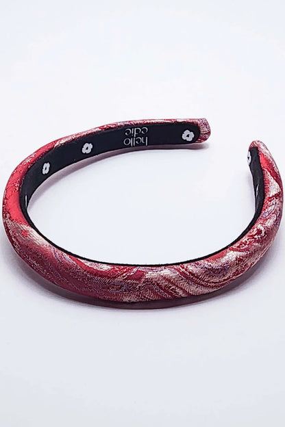 RED ABSTRACT GEODE KNOT HEADBAND - ULTRA SLIM