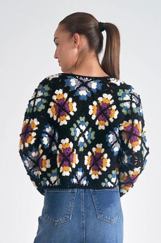 CARDIGAN CROCHET SWEATER MULTI