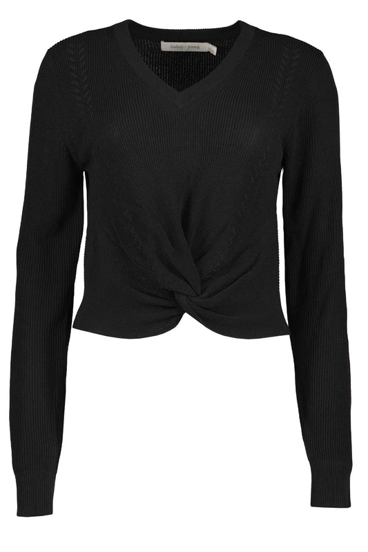 MATEO TWIST FRONT SWEATER BLACK