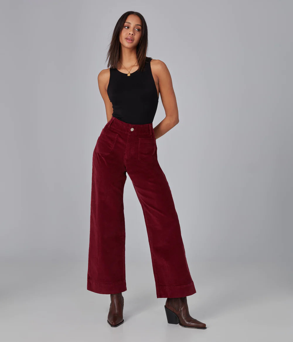 COLETTE HIGH RISE WIDE LEG - CHOCOLATE CORDUROY