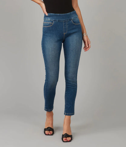 ANNA HIGH RISE SKINNY PULL ON JEANS BLUE