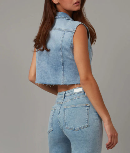 GABBIE STONE BLUE SKYLINE CROP VEST