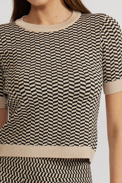 WARREN KNIT TOP BLACK/TAN