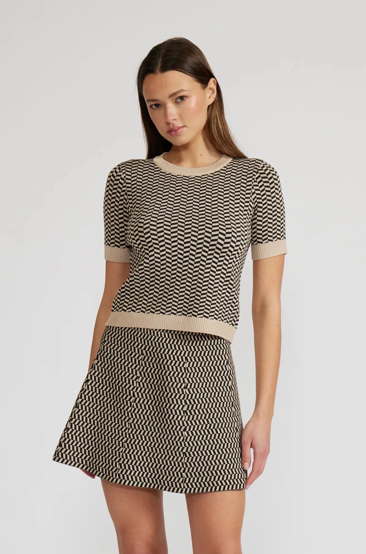 WARREN KNIT TOP BLACK/TAN