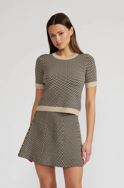 WARREN KNIT TOP BLACK/TAN