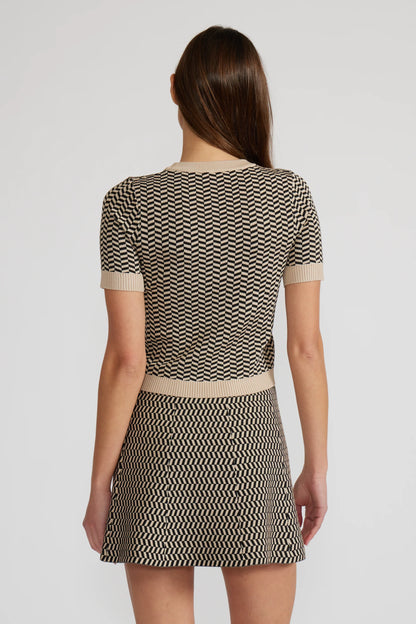WARREN KNIT TOP BLACK/TAN