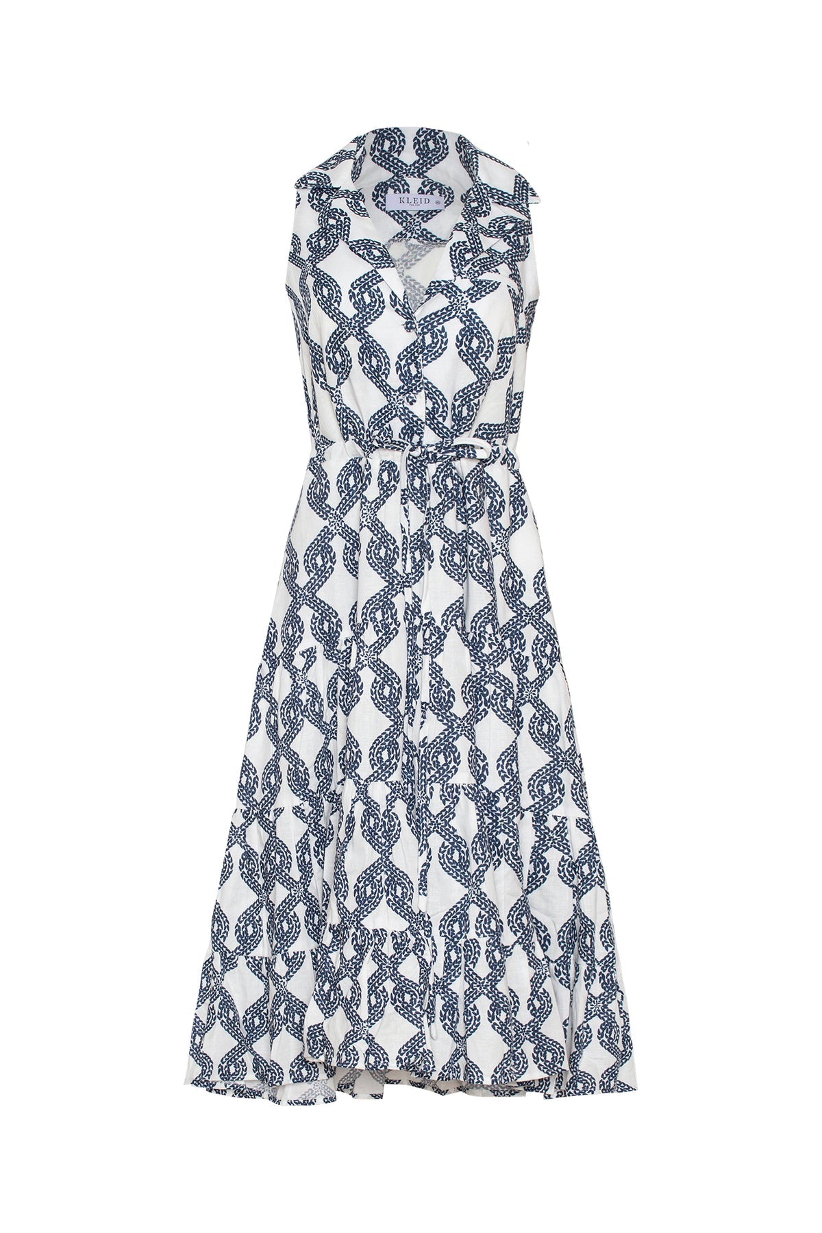 MAGDALENA DRESS KNOTS WHITE NAVY