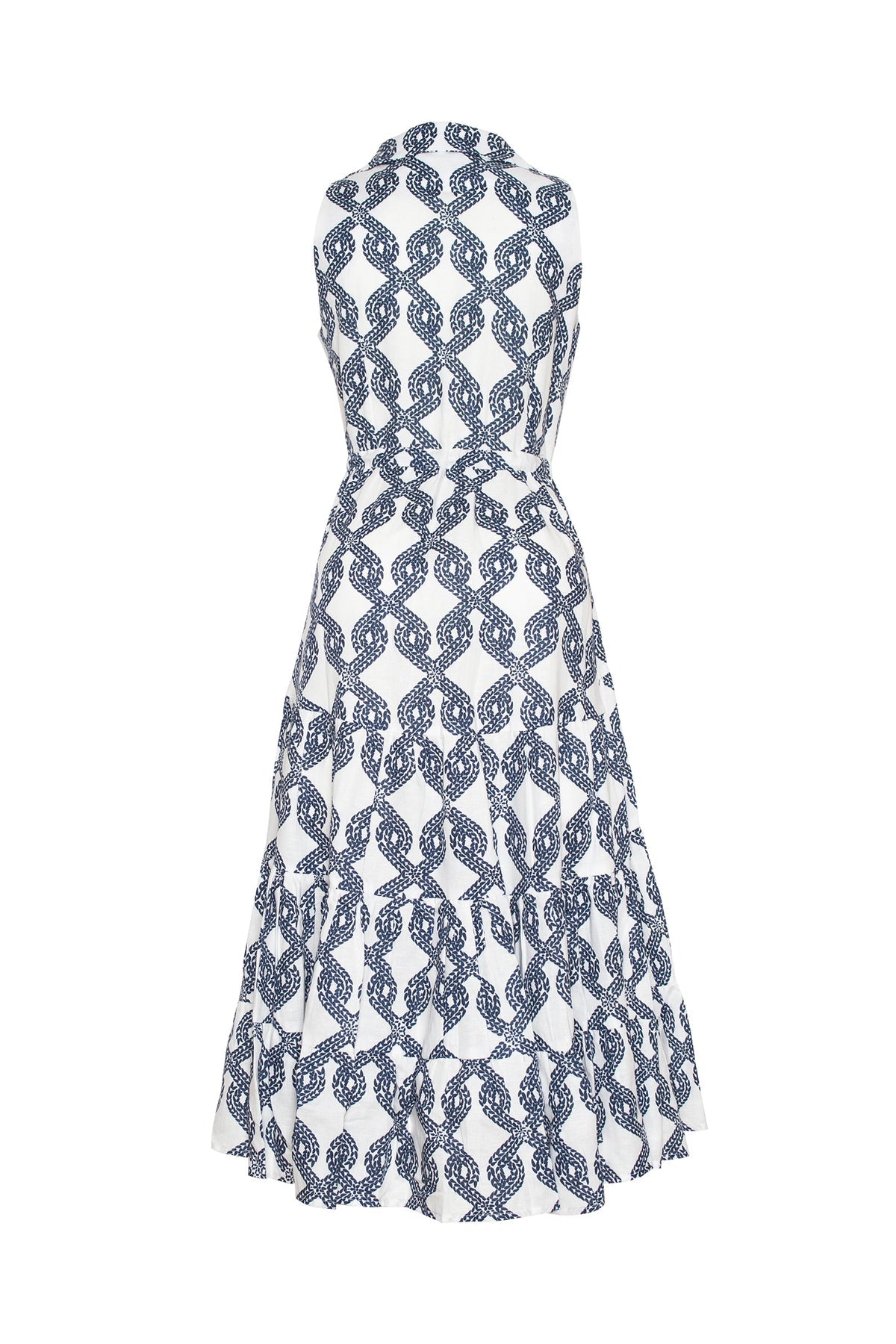 MAGDALENA DRESS KNOTS WHITE NAVY