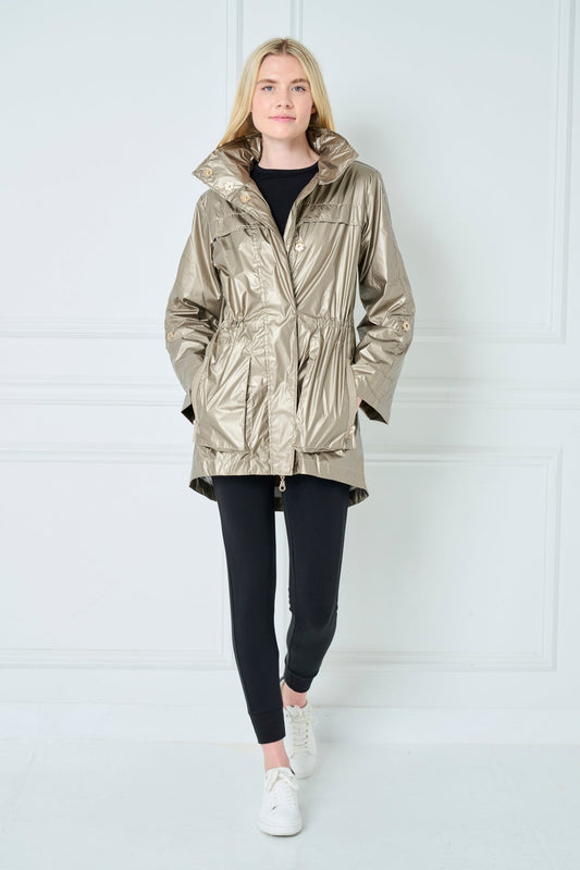 MATTE METALLIC CRINKLE RAIN JACKET