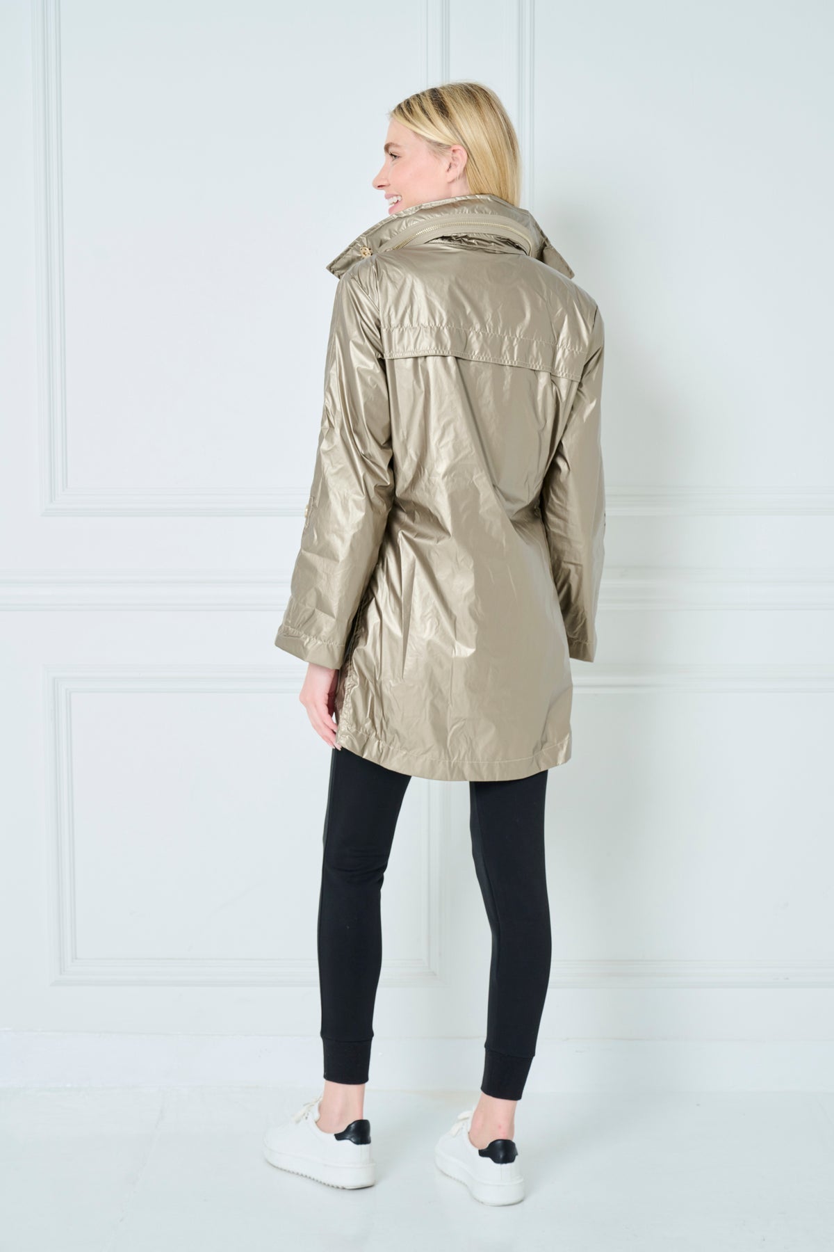 MATTE METALLIC CRINKLE RAIN JACKET