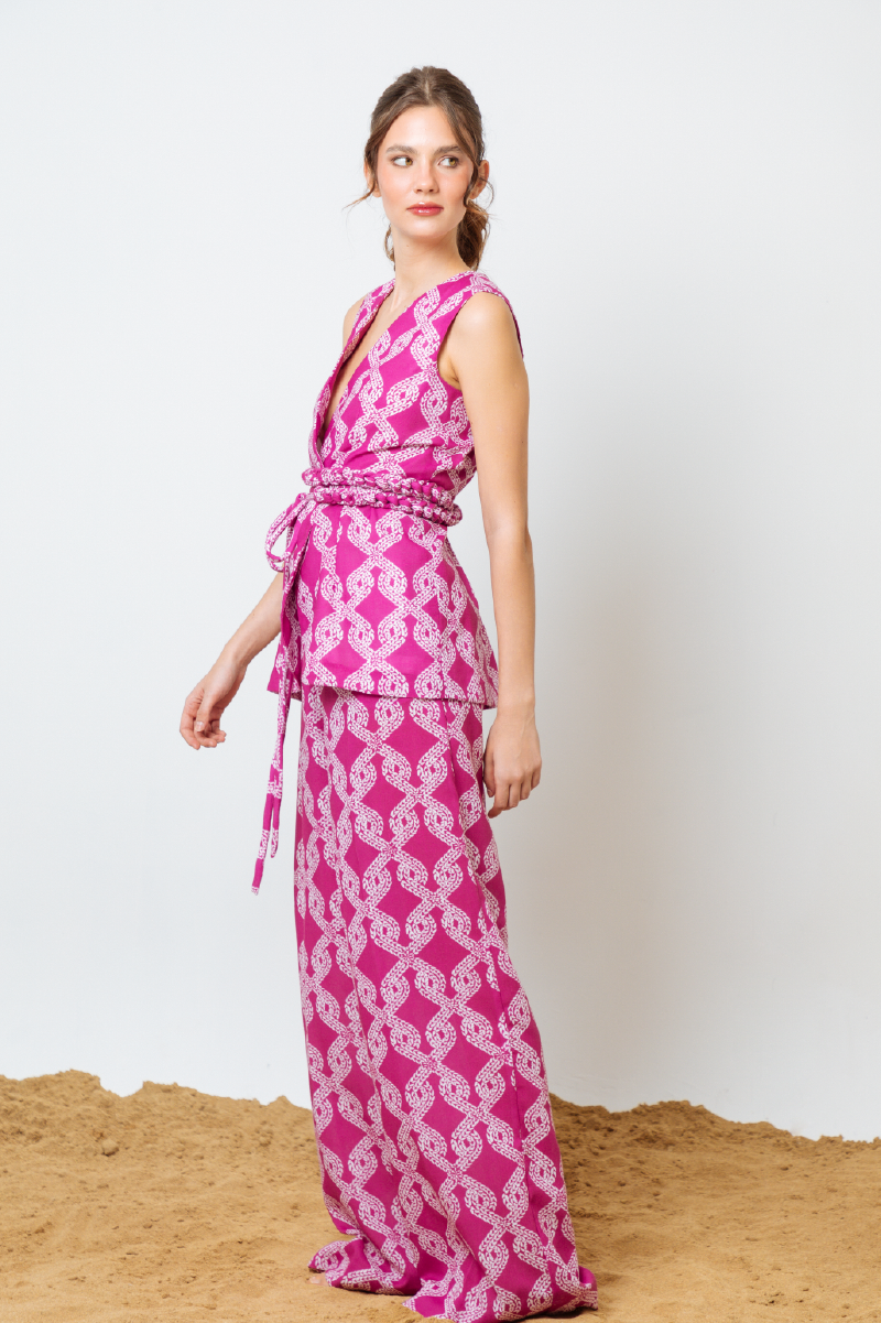 PALAZZO PANTS KNOTS MAGENTA