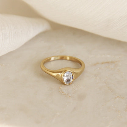 OVAL CZ SIGNET RING