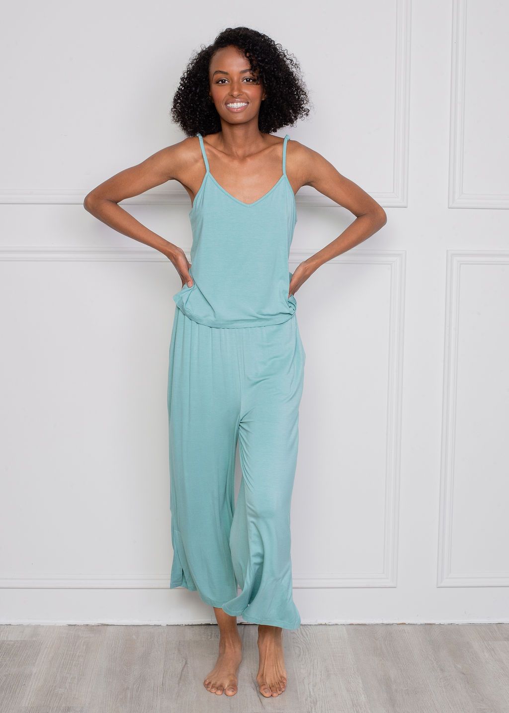 CAMI AND HIGH WAIST CAPRI SET AQUFER