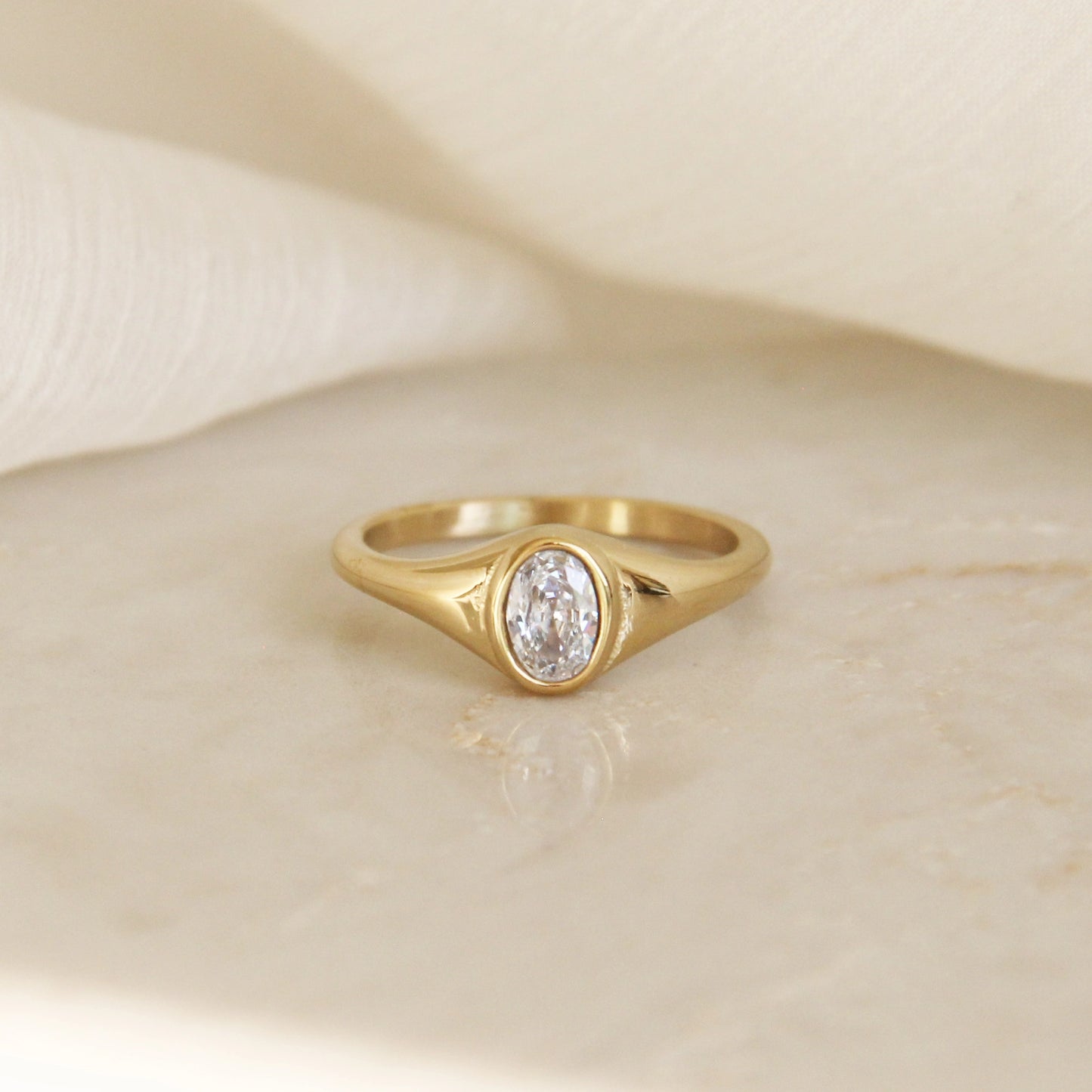 OVAL CZ SIGNET RING